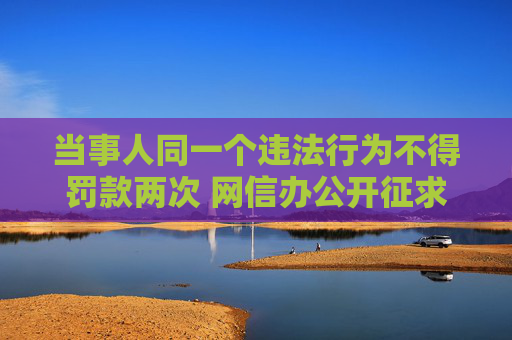 当事人同一个违法行为不得罚款两次 网信办公开征求意见