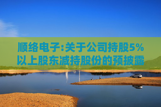 顺络电子:关于公司持股5%以上股东减持股份的预披露公告