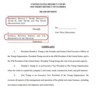 “避税大师”特朗普起诉美国税局和财政部，索赔100亿美元