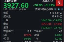 A股低开低走，沪指半日下跌0.53%