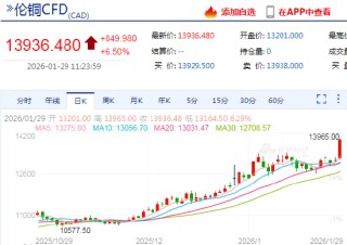 快讯：LME铜日内涨超6% 再创新高