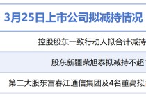 3月25日增减持汇总：凯格精机等3股拟减持，无A股公司披露增持情况（表）