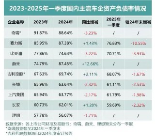 车企2025一季报：高负债但低风险，谁在健康突围
