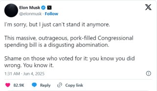 马斯克怒喷特朗普“大而美”法案：忍不了了 令人厌恶至极