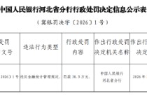农业银行河北省分行被罚38.3万元：违反金融统计管理规定