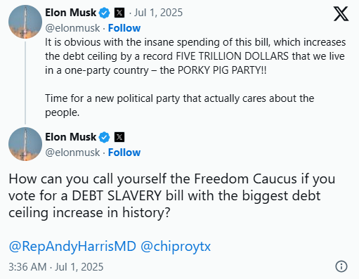 马斯克将特朗普的税收法案斥为 “债务奴役”,并誓言罢免支持该法案的共和党人 第3张 马斯克将特朗普的税收法案斥为 “债务奴役”,并誓言罢免支持该法案的共和党人 第3张