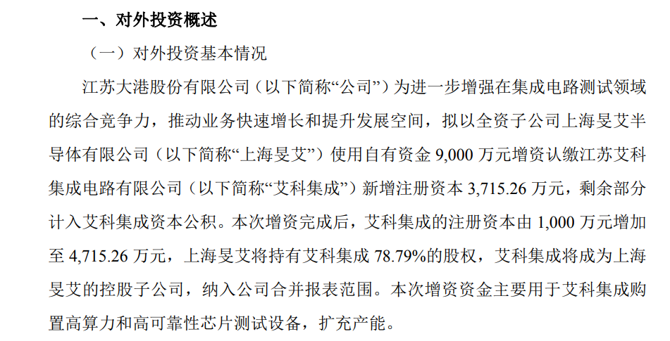 欲增资控股芯片测试公司 002077股价“抢跑” 第2张 欲增资控股芯片测试公司 002077股价“抢跑” 第2张