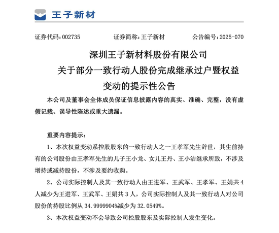 A股公司股东辞世 1.7亿元遗产由子女继承 第1张 A股公司股东辞世 1.7亿元遗产由子女继承 第1张