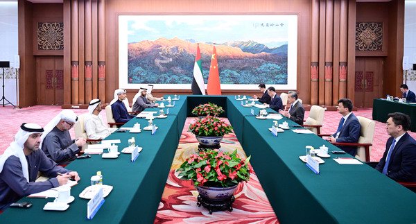 王毅同阿联酋总统中国事务特使哈勒敦会谈  第2张